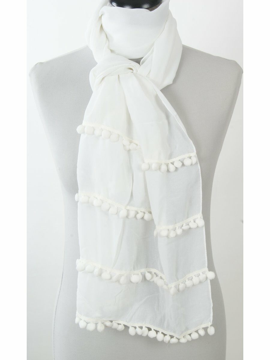 Witte Voile Sjaal Met Pompoenrand huismerk kopen in de aanbieding
