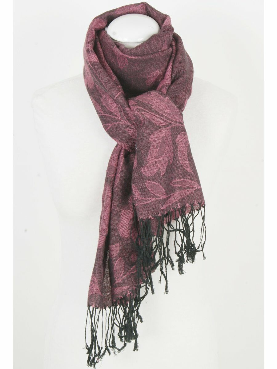Pashmina Sjaal In Roze Met Geweven Zwarte Floral huismerk kopen in de aanbieding