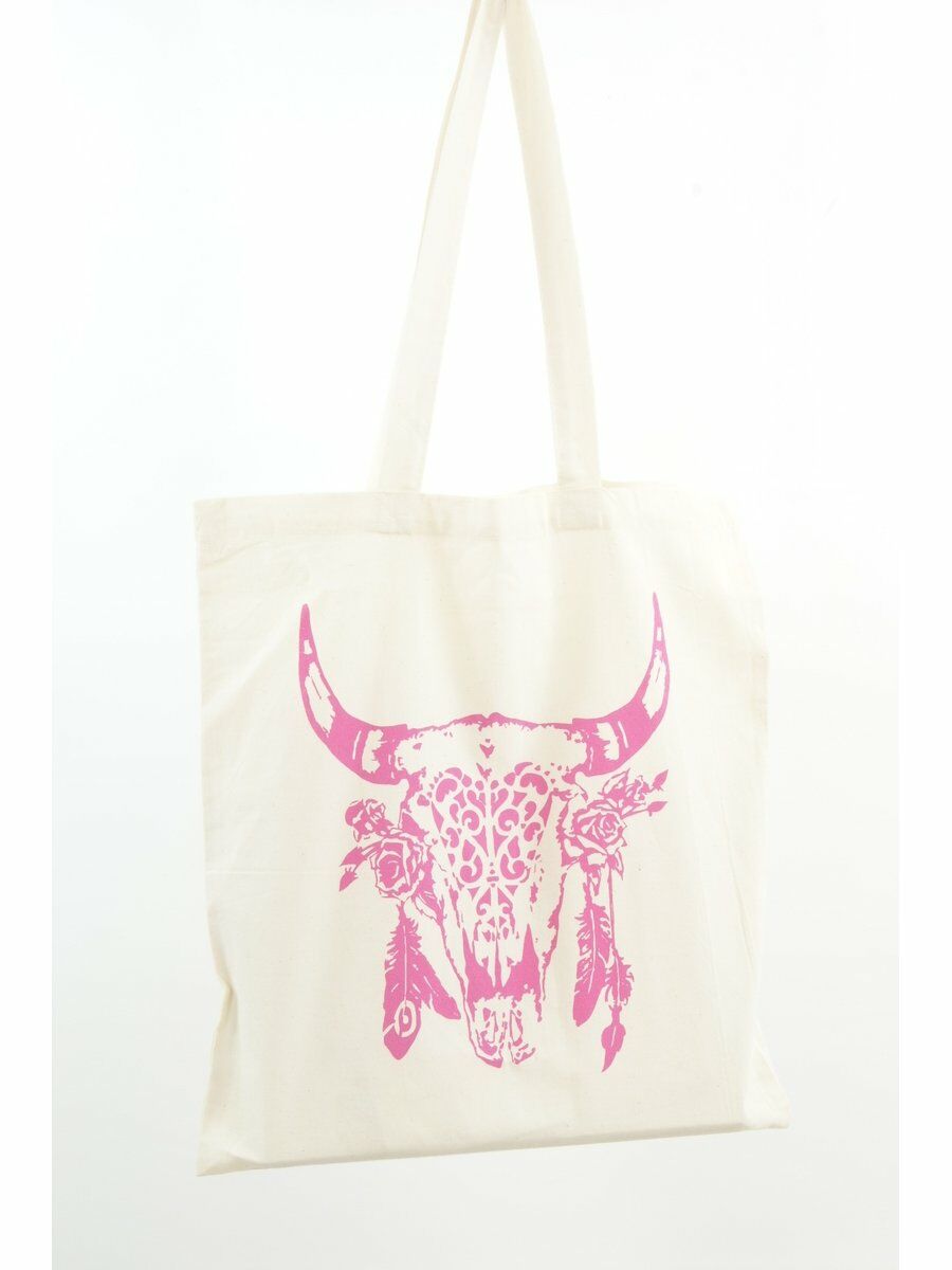 Naturel Katoenen Tas Met Ossenkop In Roze huismerk kopen in de aanbieding
