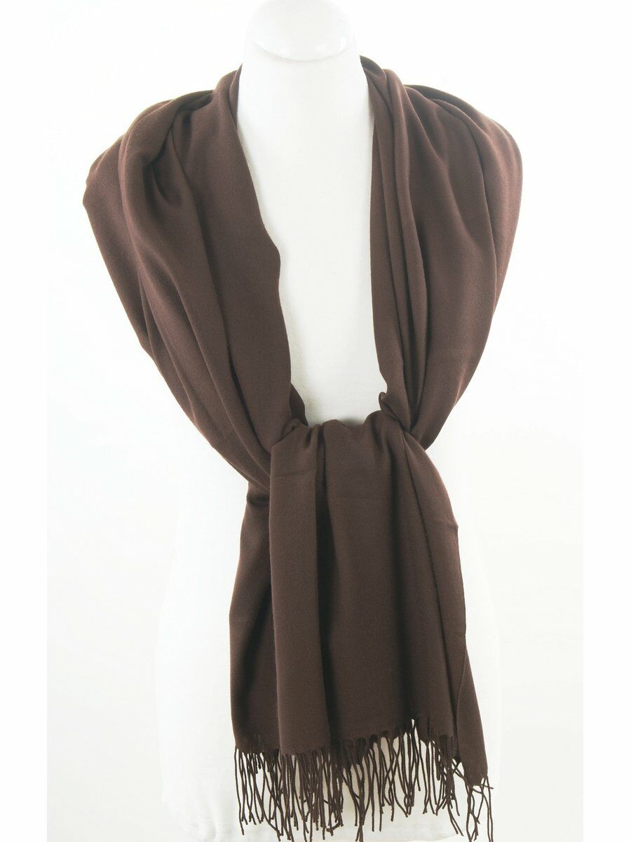 Soepelvallende Effen Donkerbruine Pashmina Sjaal huismerk kopen in de aanbieding