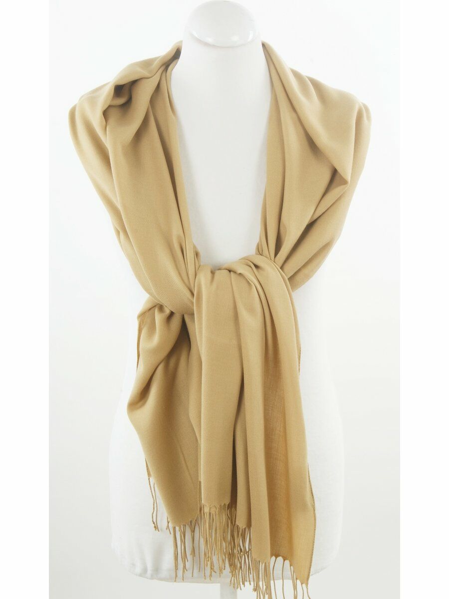 Soepelvallende Effen Camelkleurige Pashmina Sjaal huismerk kopen in de aanbieding