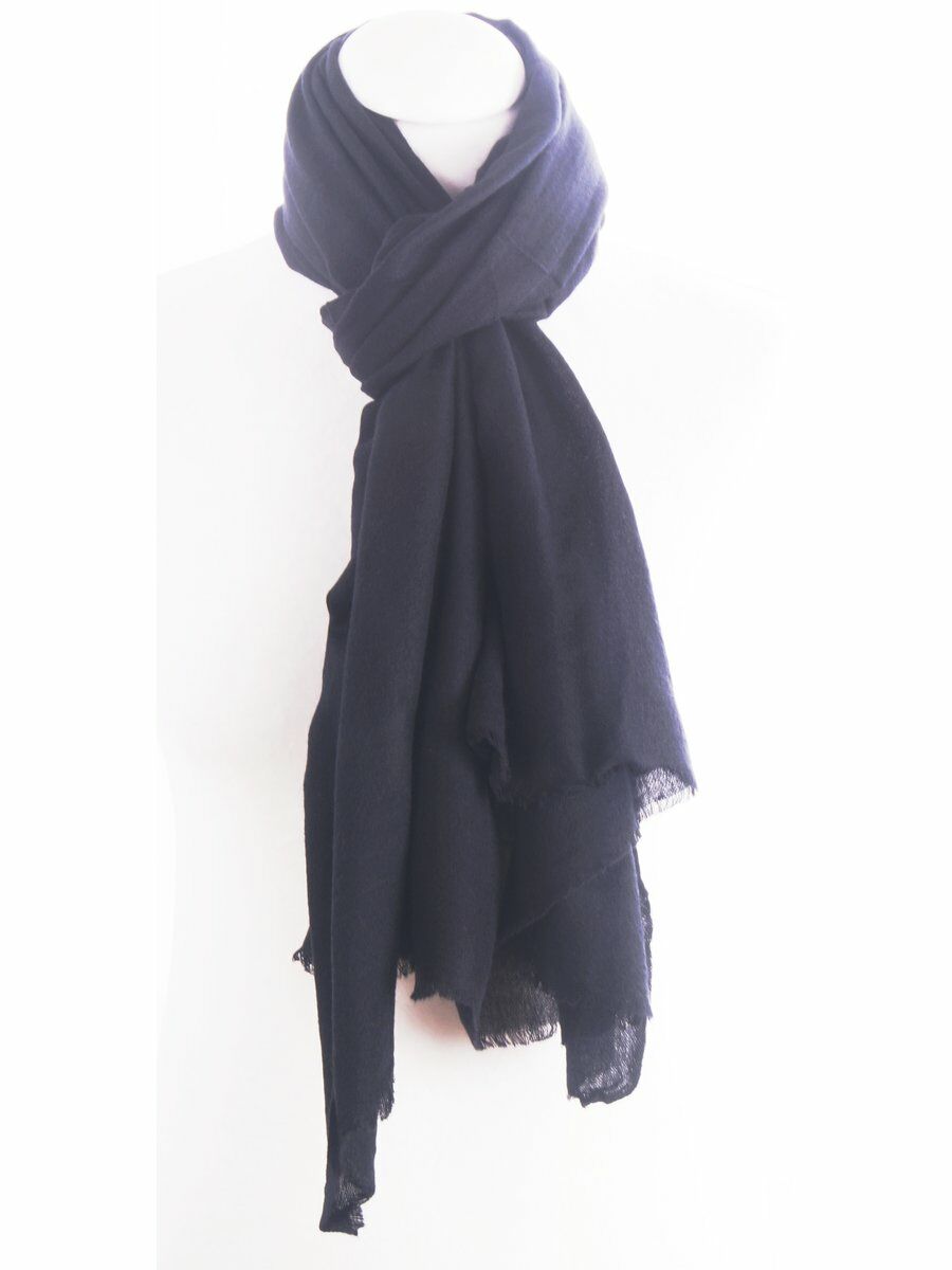 Effen Zwarte Sjaal Van Licht Gevilte Wollen Mousseline huismerk kopen in de aanbieding