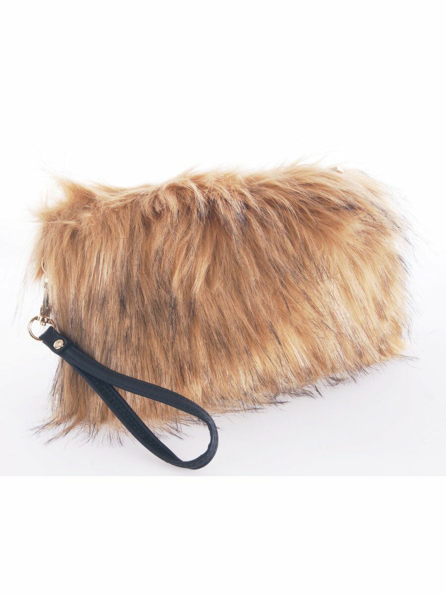 Beige Gemeleerde Faux Fur Clutch huismerk kopen in de aanbieding Beige Gemeleerde Faux Fur Clutch huismerk kopen in de aanbieding