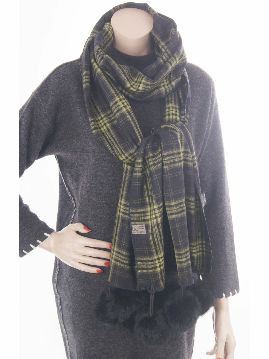 Klassieke Wollen Groen Zwarte Ruit Sjaal Stola huismerk kopen in de aanbieding