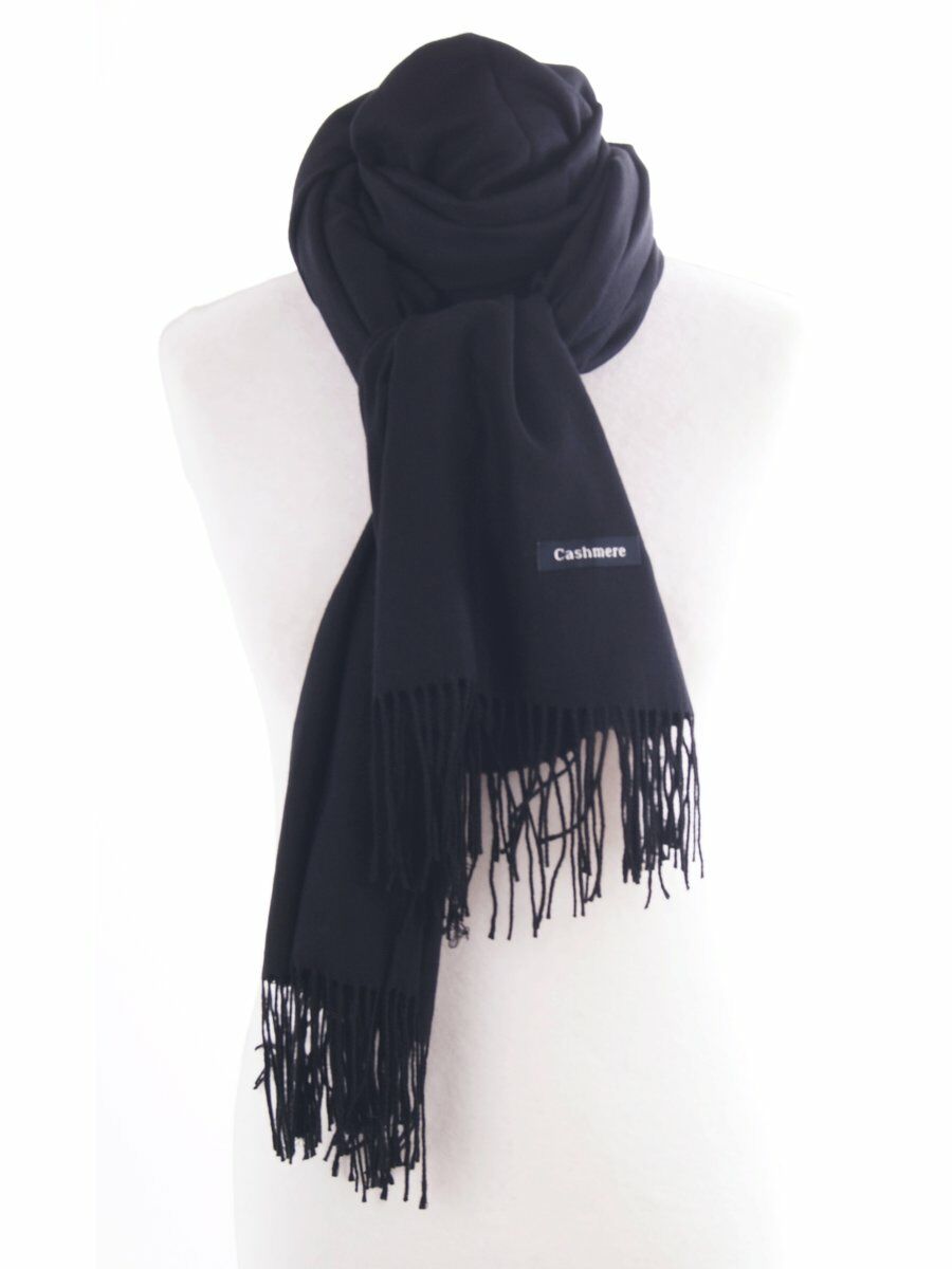 Soepelvallende Kasjmier Sjaal In Effen Zwart huismerk kopen in de aanbieding
