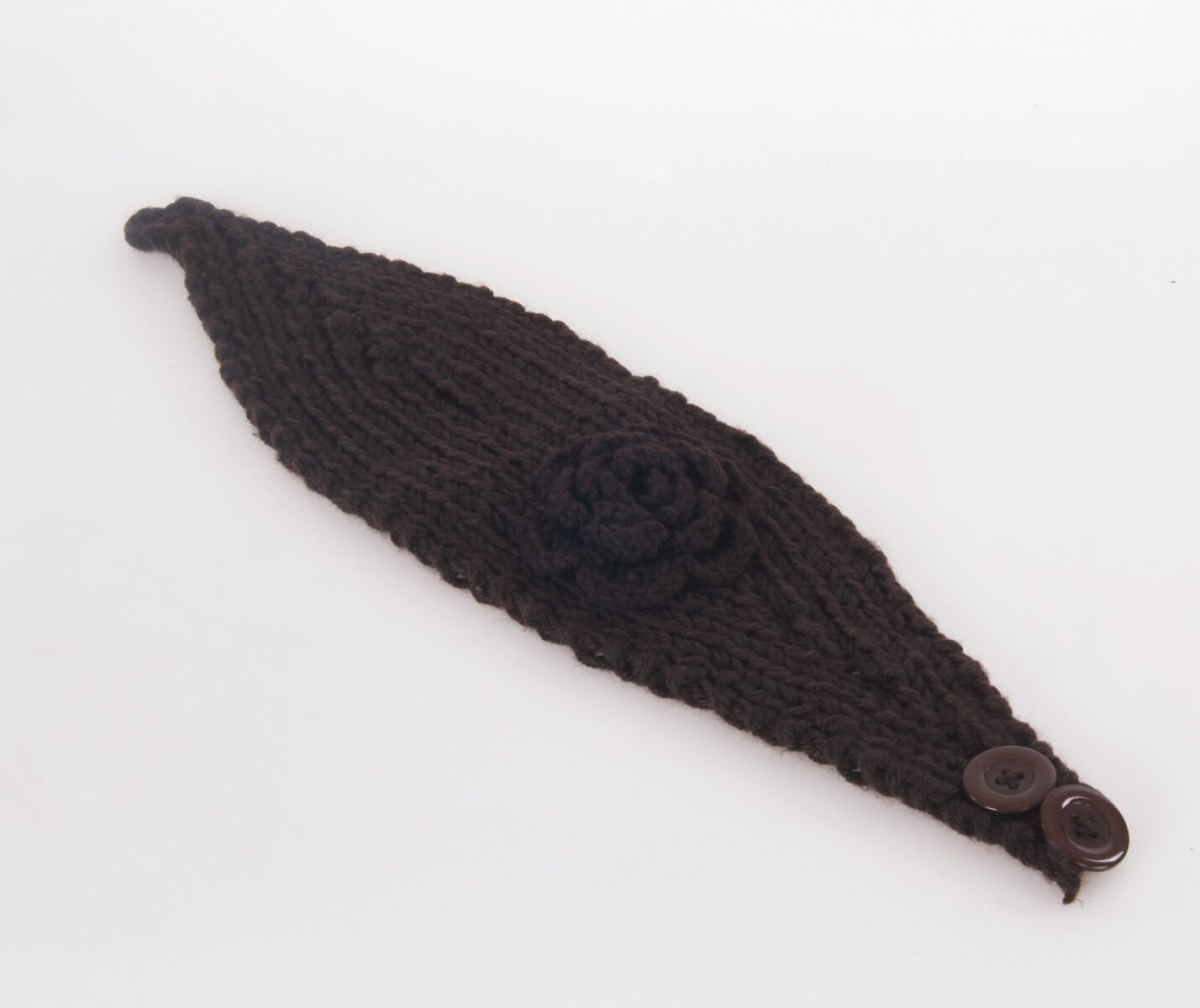 Donkerbruine Gebreide Hoofdband Met Roos En Knoopsluiting huismerk kopen in de aanbieding Donkerbruine Gebreide Hoofdband Met Roos En Knoopsluiting huismerk kopen in de aanbieding