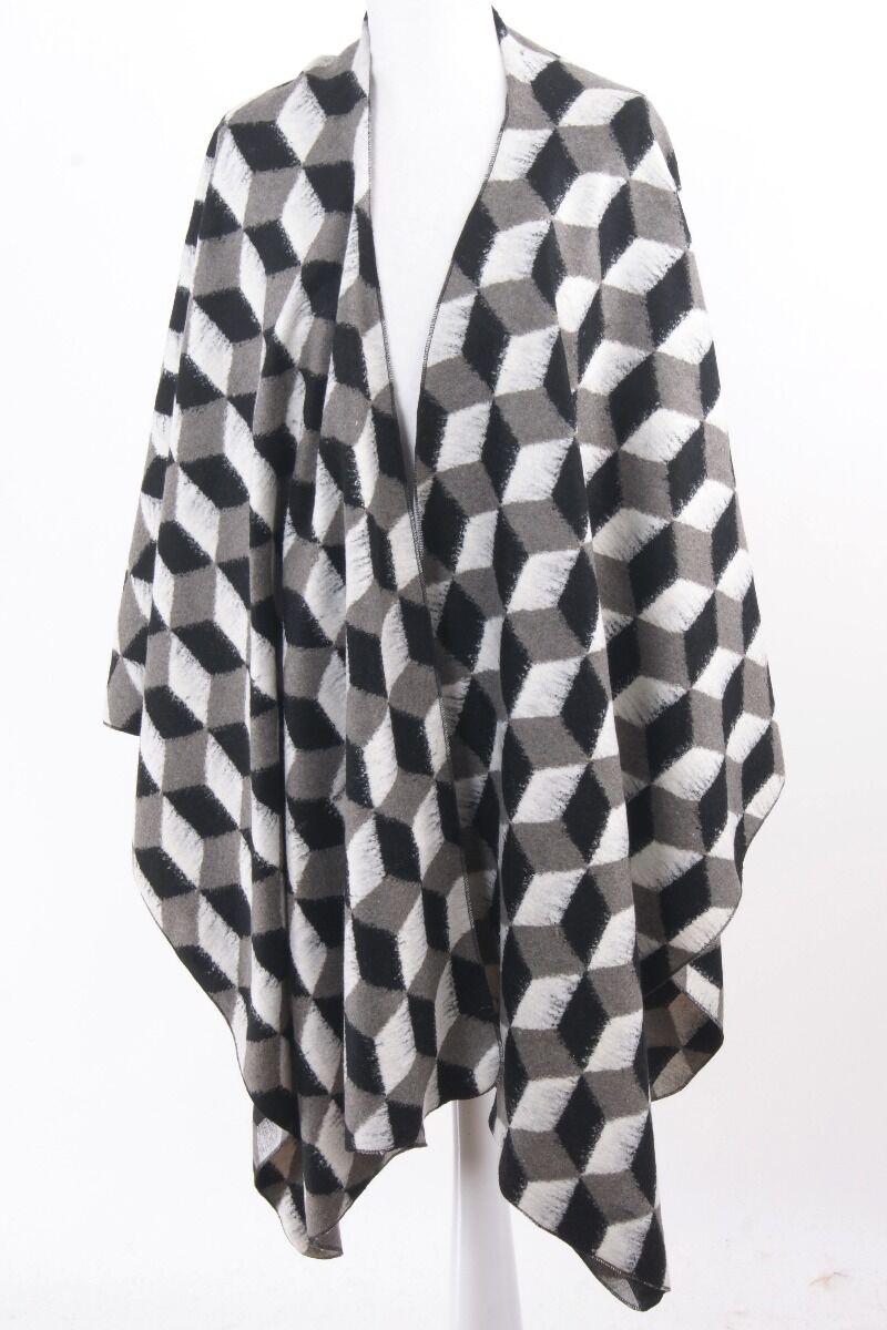 Wollen Omslagdoekcape Met Grafisch Design huismerk kopen in de aanbieding