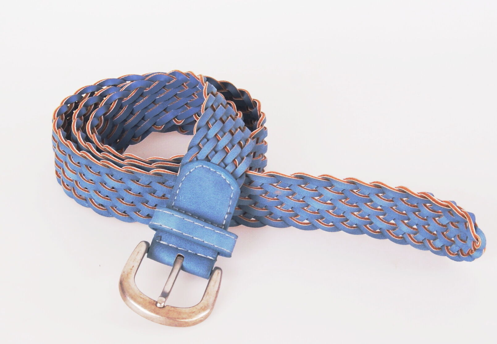 Gevlochten Riem In Mat Licht Denimblauw huismerk kopen in de aanbieding