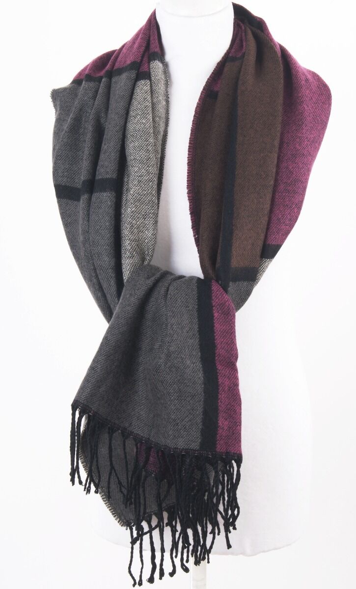 Royale Wooltouch Sjaal Met Kleurvlakken In Cerise Grijs huismerk kopen in de aanbieding