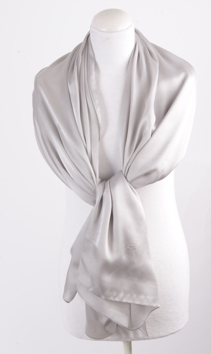 Zilvergrijze Effen Zijden Sjaalstola huismerk kopen in de aanbieding