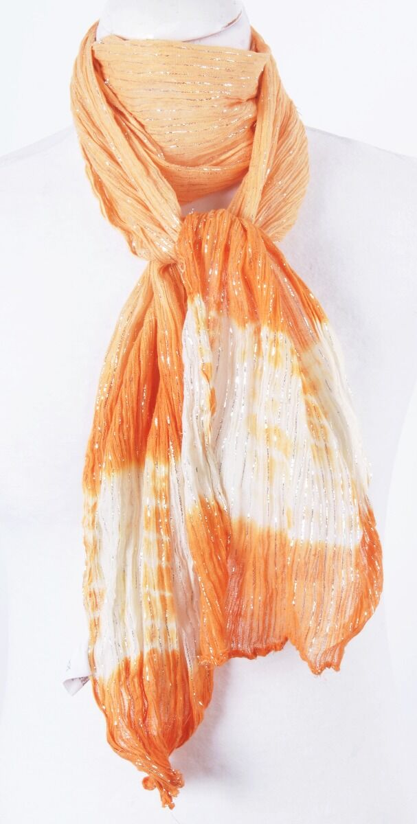 Oranje Crushed Katoenen Sjaal Met Lurex huismerk kopen in de aanbieding