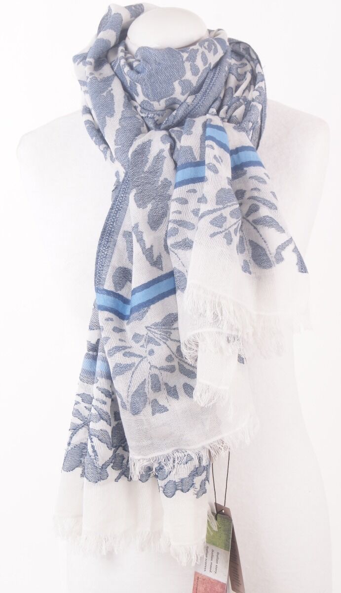 Grote Soepele Sjaal In Wit Blauw huismerk kopen in de aanbieding