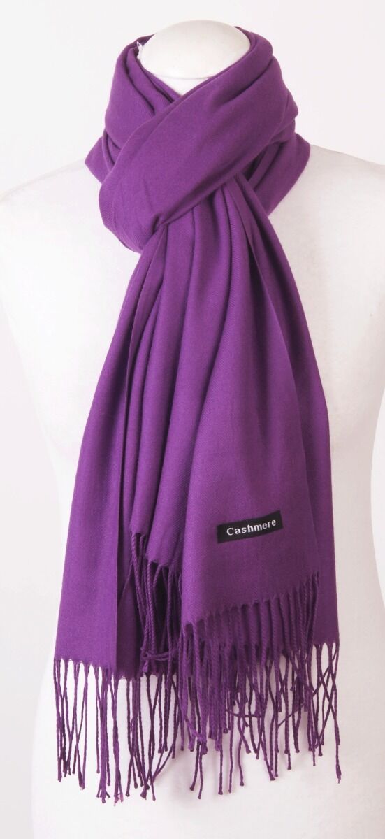 Paarse Soepelvallende Kasjmier Sjaal huismerk kopen in de aanbieding