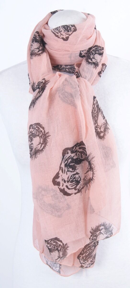 Poederroze Sjaal Met Tijgerkoppen huismerk kopen in de aanbieding
