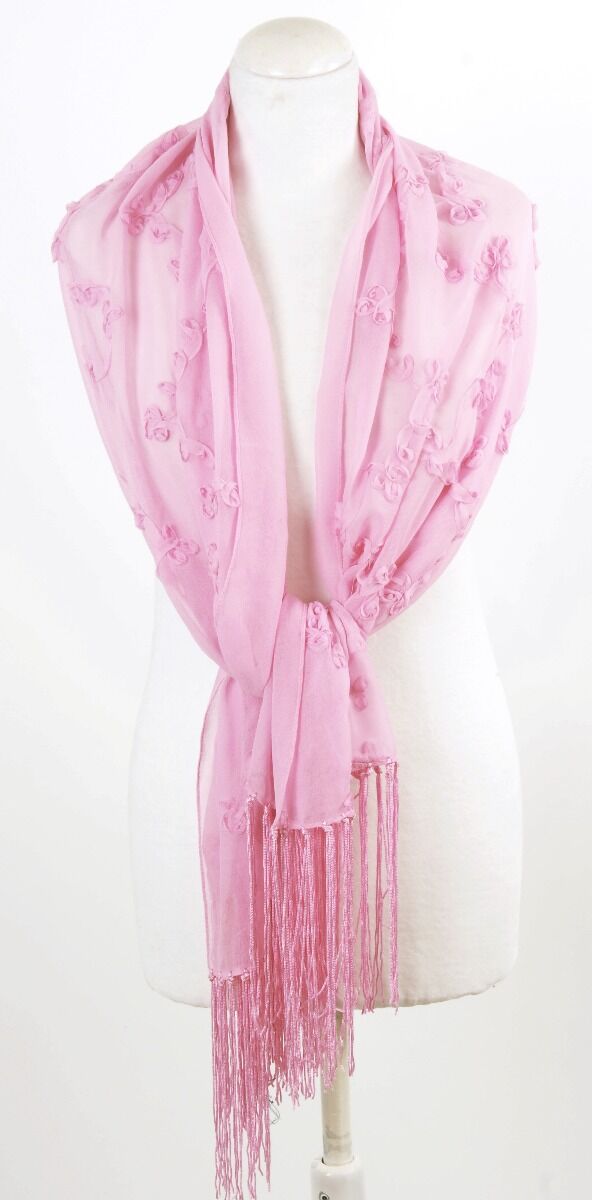Roze Crepe Sjaal Stola Met Lintstiksel huismerk kopen in de aanbieding