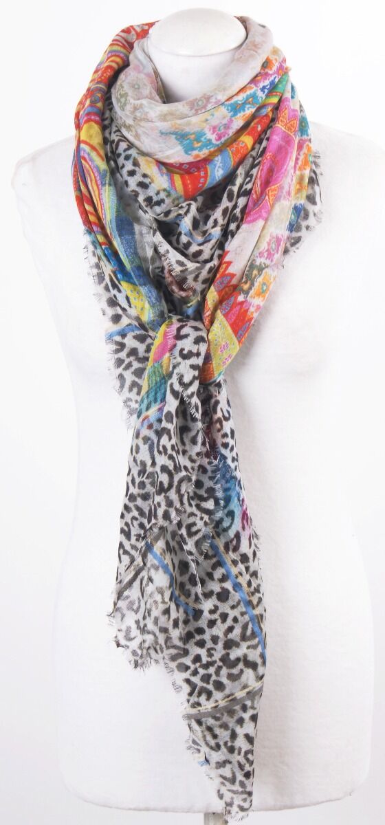 Zijde Modal Blend Stroke Amsterdam Sjaal In Multicolor huismerk kopen in de aanbieding