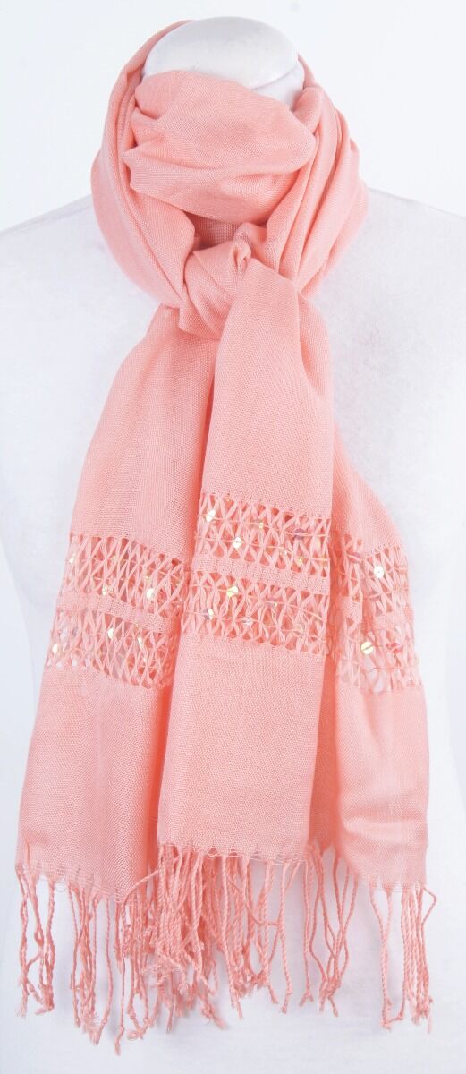 Zalm Roze Sjaal Met Opengewerkt huismerk kopen in de aanbieding
