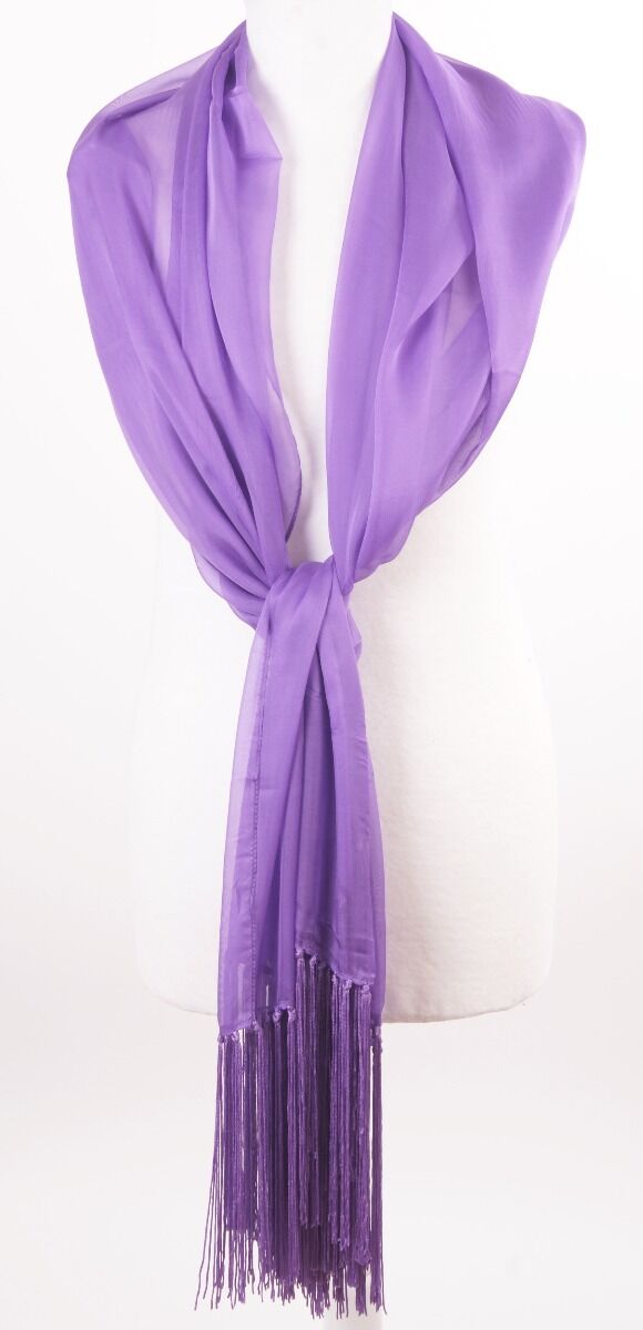 Effen Paarse Chiffon Zijden Stola huismerk kopen in de aanbieding