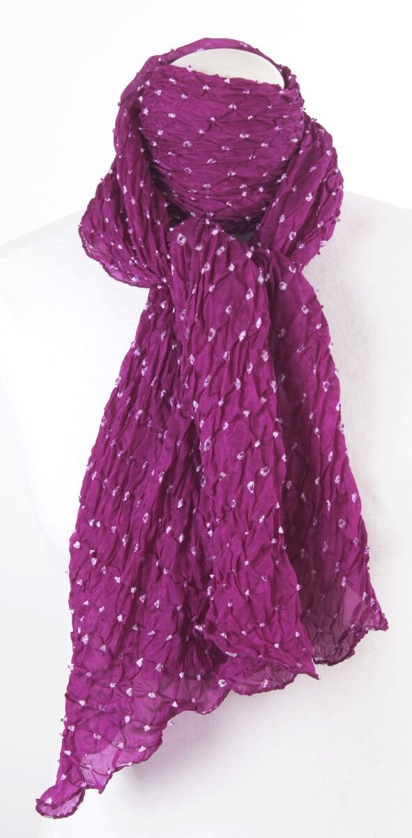 Fuschia Gesmokte Zijden Sjaal huismerk kopen in de aanbieding