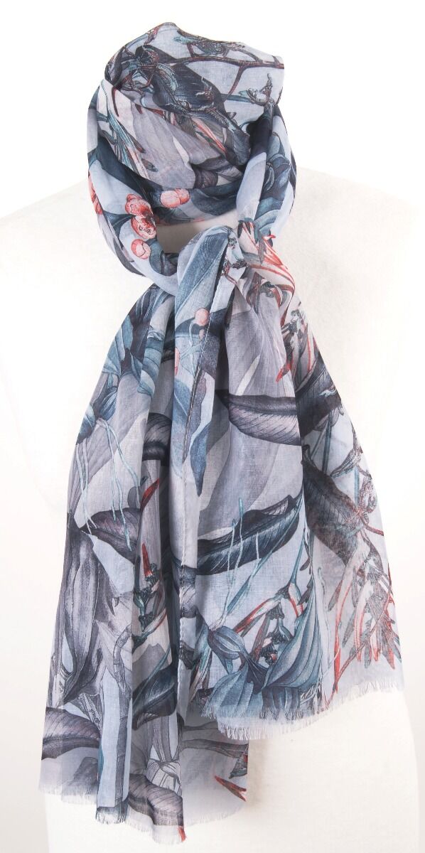 Blauw Grijze Sjaal Met Gedetailleerde Bloemenprint huismerk kopen in de aanbieding Blauw Grijze Sjaal Met Gedetailleerde Bloemenprint huismerk kopen in de aanbieding