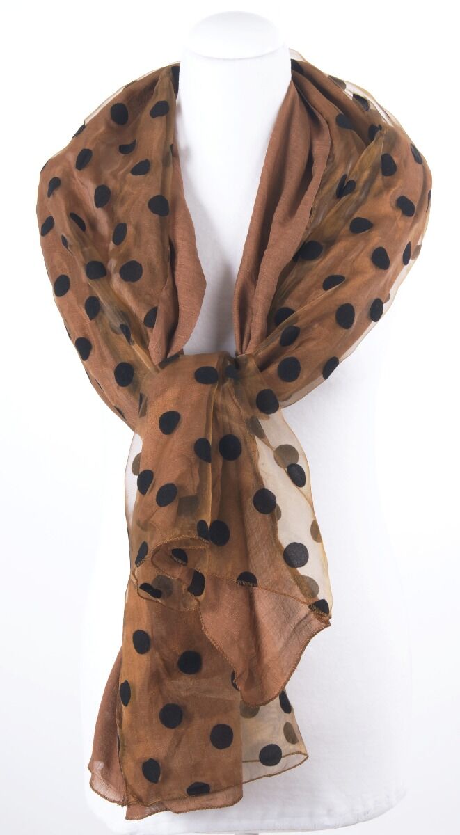 Kastanje Bruine 2 Laags Tunnelgestikte Polka Dot Stola Sjaal huismerk kopen in de aanbieding