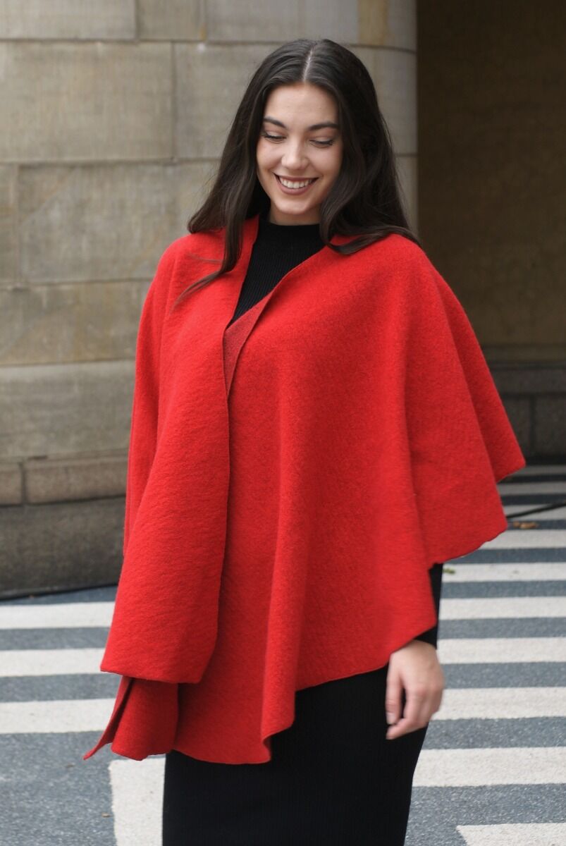 Effen Rode Wollen Omslagdoekcape huismerk kopen in de aanbieding