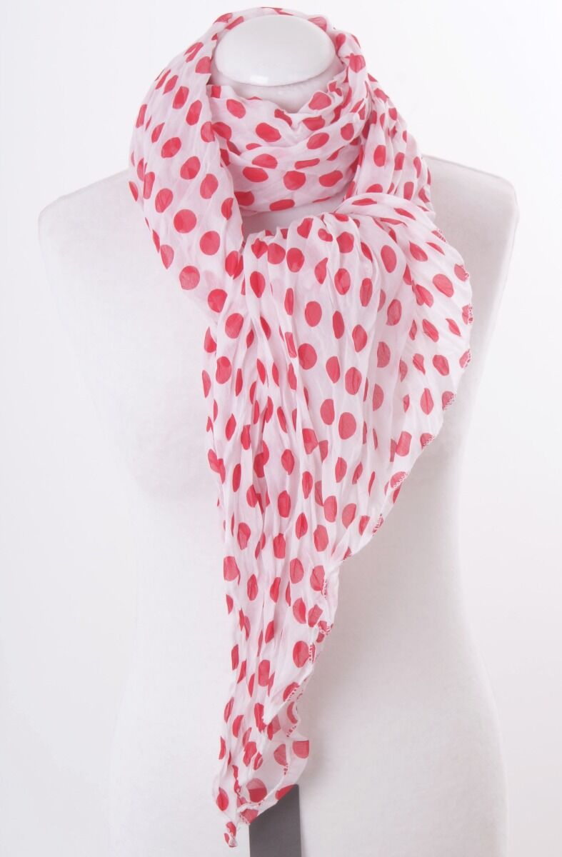 Witte Katoen Zijde Blend Sjaal Met Rode Polka Dot huismerk kopen in de aanbieding