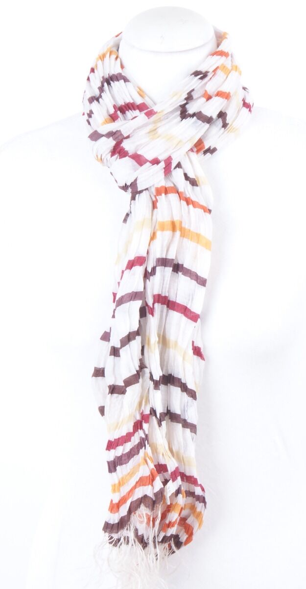 Crushed Off White Sjaal Met Bruin Terra Strepen huismerk kopen in de aanbieding