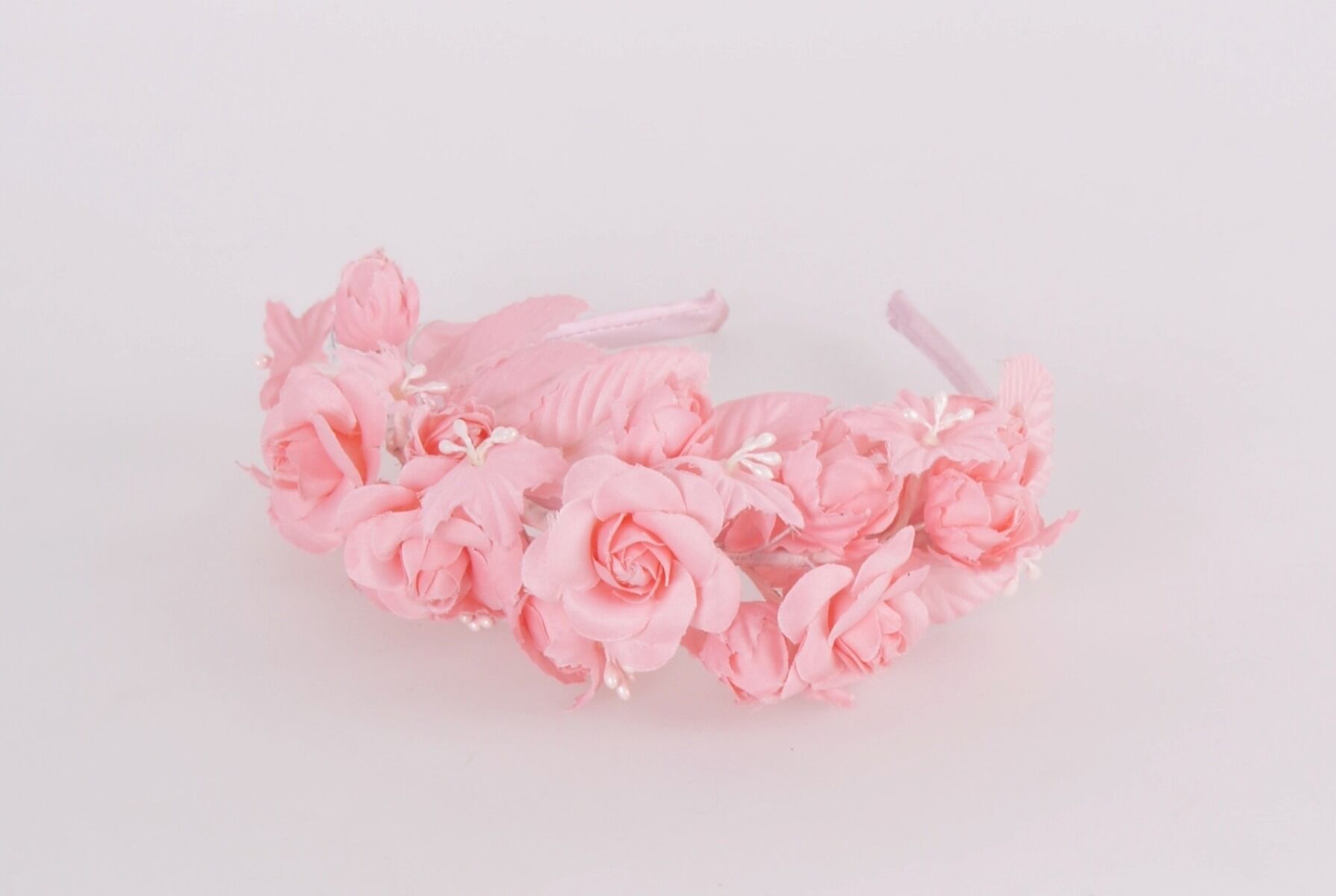 Roze Satijnen Diadeem Met Roosjes huismerk kopen in de aanbieding