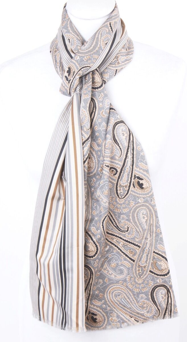 Grijsbeige Herensjaal Met Paisleymotief huismerk kopen in de aanbieding