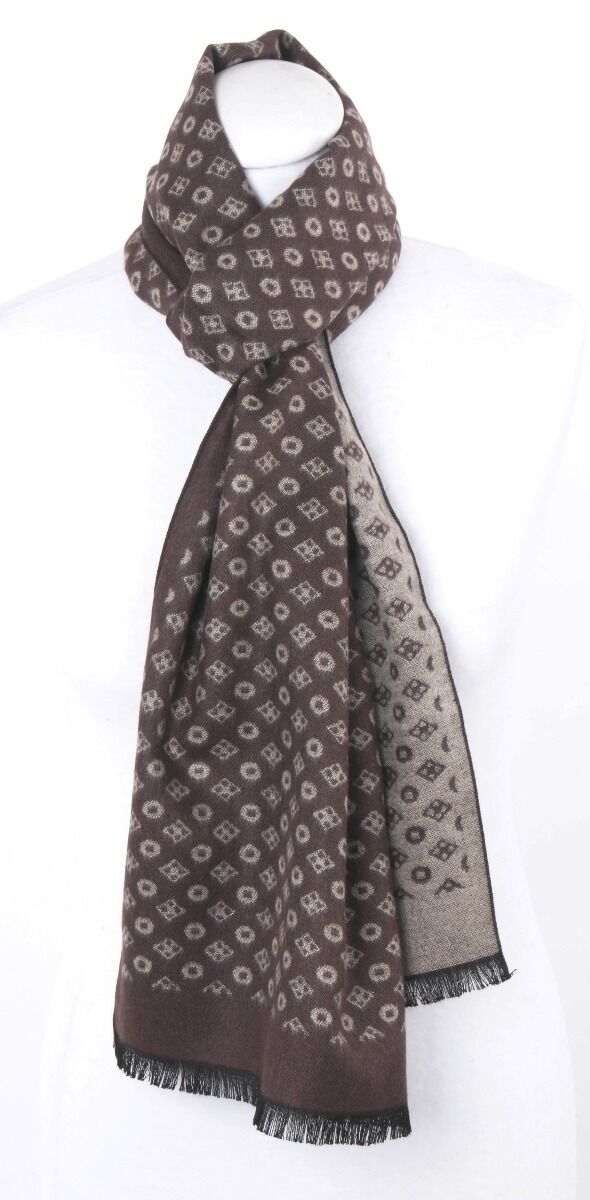 Zachte Herensjaal In Bruin Met Geometrische Print huismerk kopen in de aanbieding