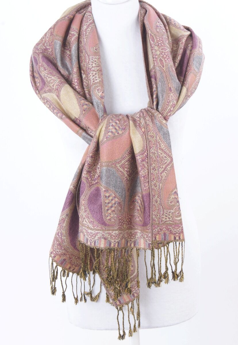 Beige Poeder Roze Pashmina Sjaal Met Ingeweven Paisley huismerk kopen in de aanbieding