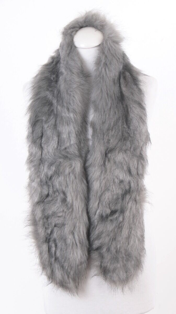 Gemeleerde Grijze Kunstbont Sjaal huismerk kopen in de aanbieding