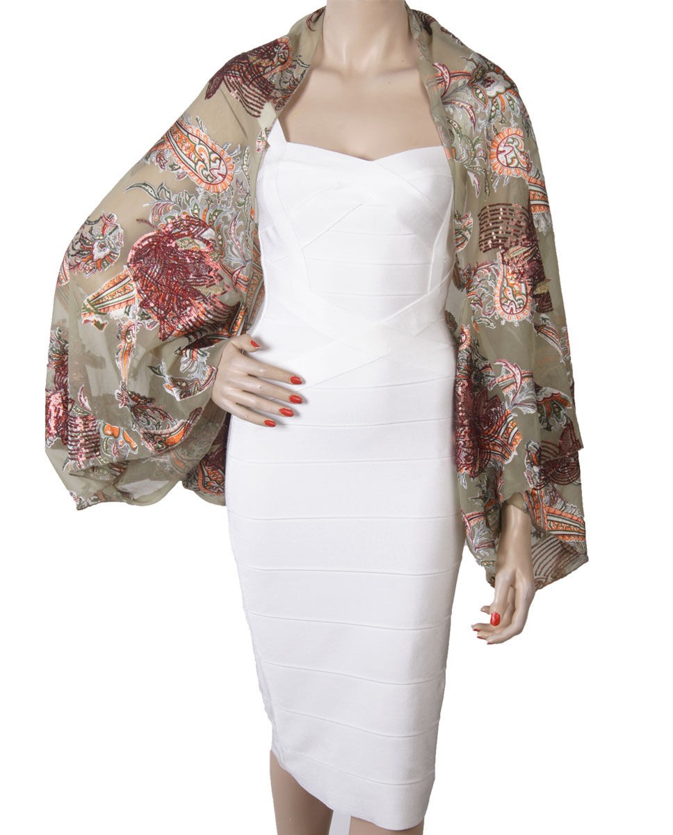 Khakikleurige Ausbrenner Bolero Stola Van Zijde huismerk kopen in de aanbieding