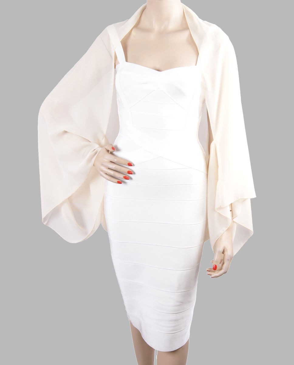 Ecru Kleurige Korte Bolero Stola Van Crepe Voile huismerk kopen in de aanbieding