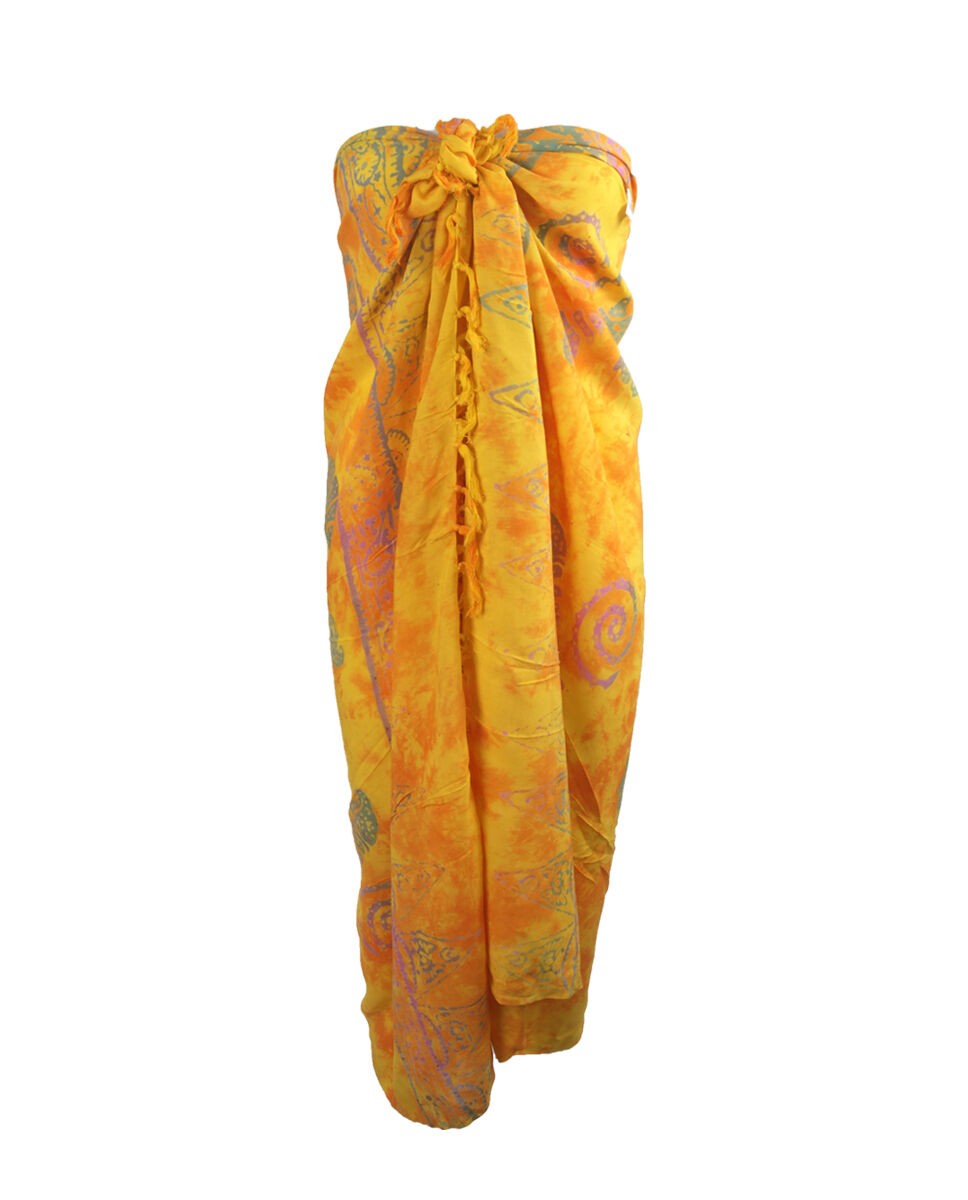 Oranje Gele Tie Dye Print Sarong huismerk kopen in de aanbieding
