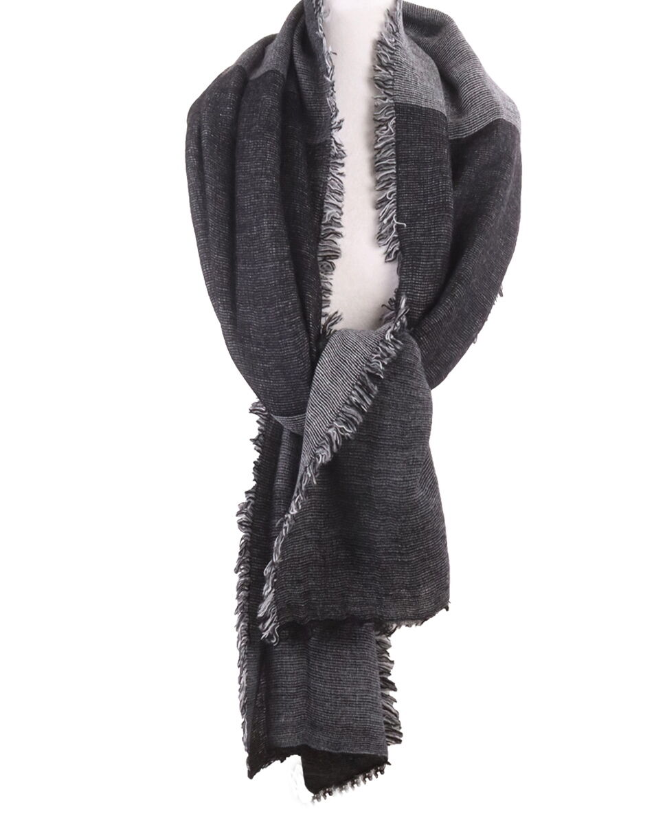Verslaafd voormalig Ongeldig Gemêleerde XL sjaal/ omslagdoek in zwart en grijs - bouFFante
