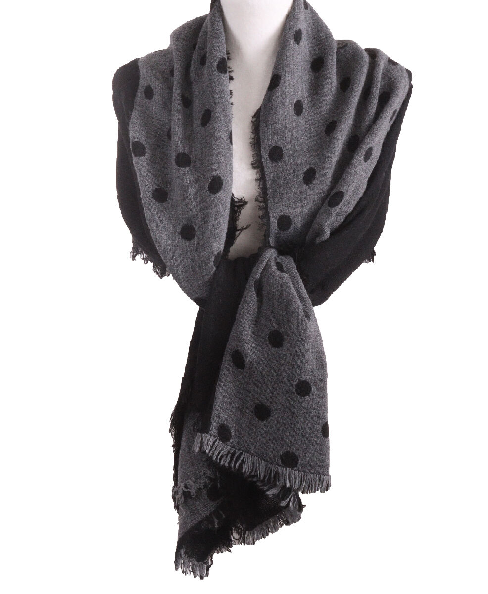Sjaal met polkadot print in grijs