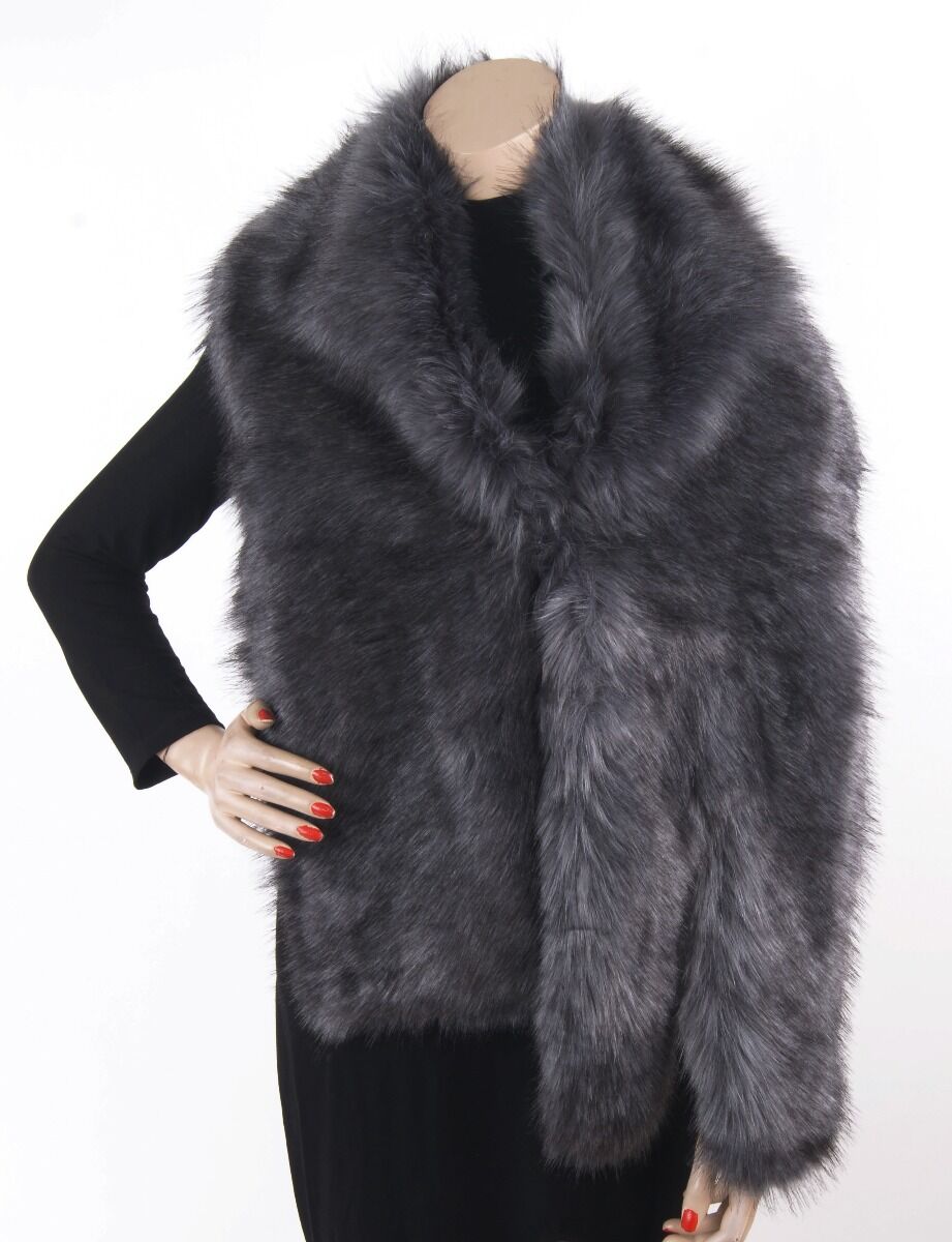 Grijze Gemeleerde Kunstbont Stola huismerk kopen in de aanbieding Grijze Gemeleerde Kunstbont Stola huismerk kopen in de aanbieding