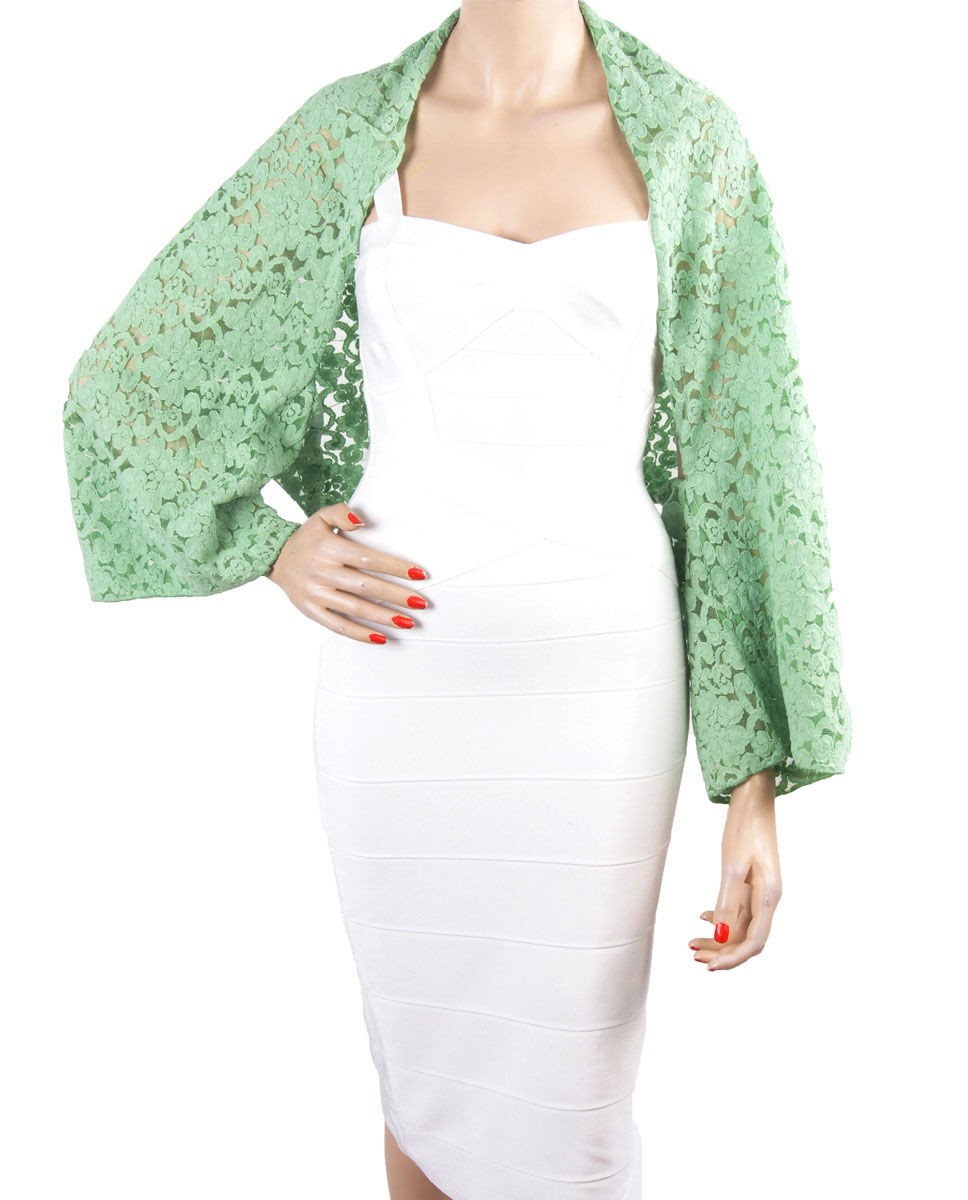 Lindegroene Stretch Kanten Bolero Stola huismerk kopen in de aanbieding