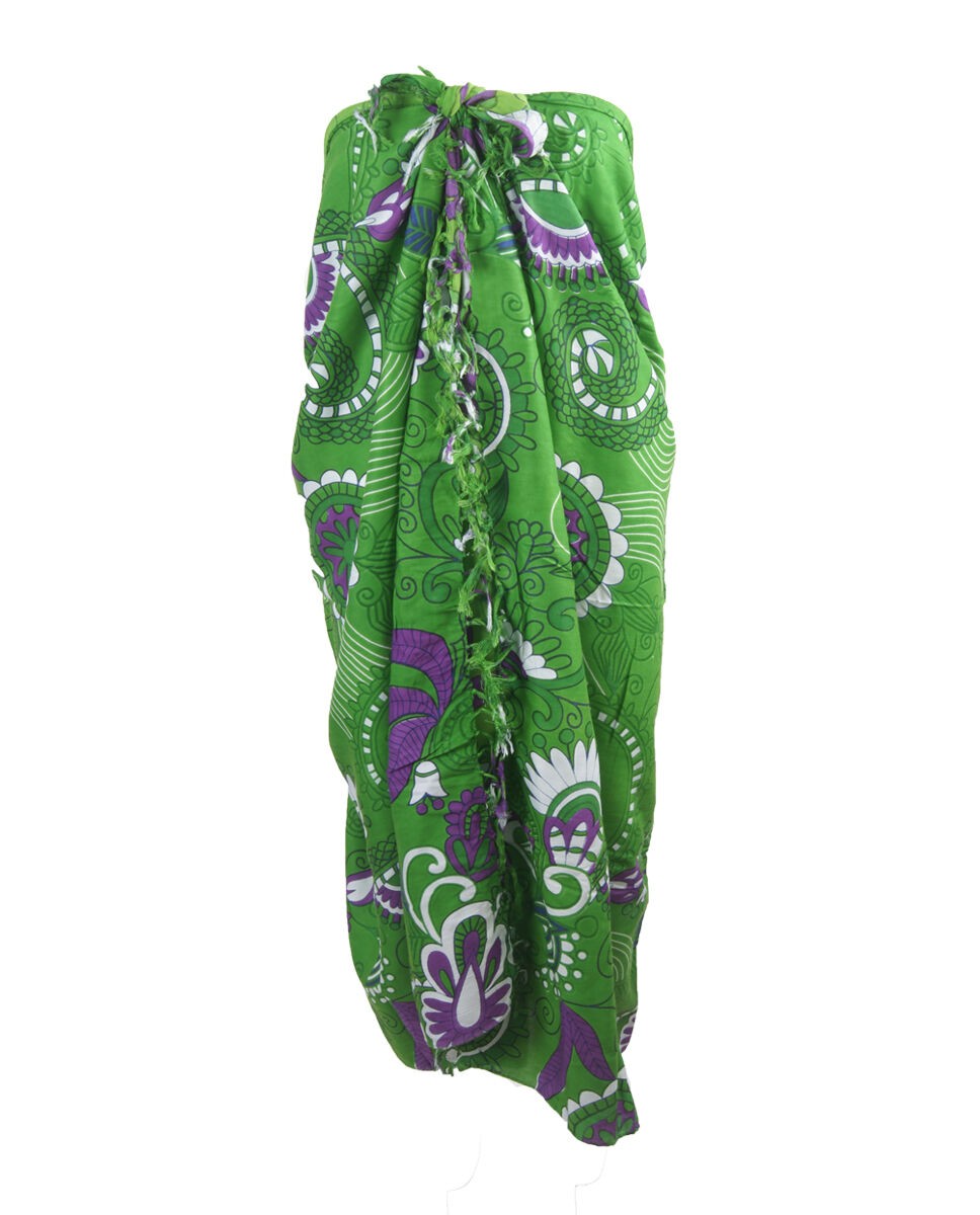 Grasgroene Floral Print Sarong huismerk kopen in de aanbieding