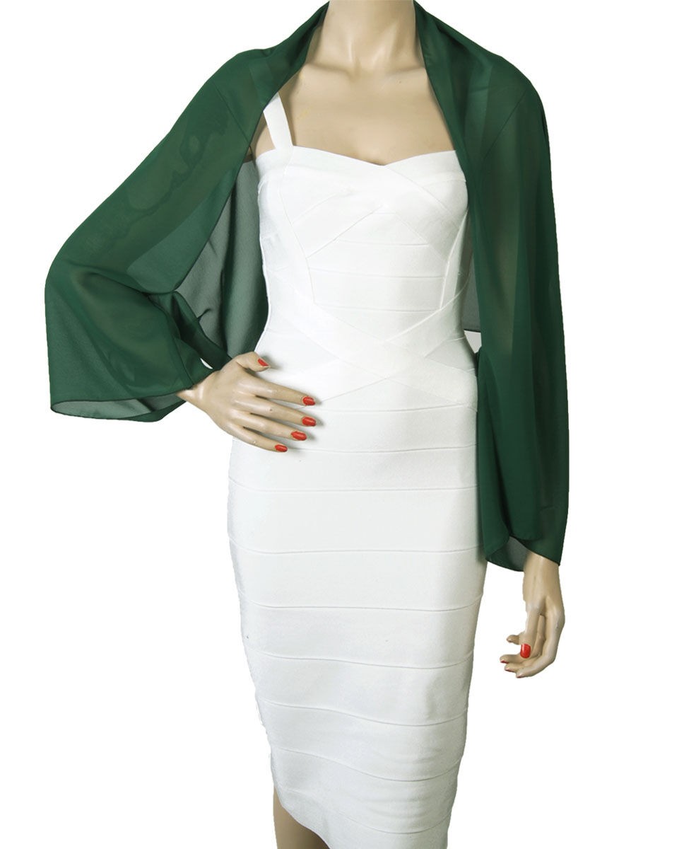 Korte Flessengroene Bolero Stola Van Crepe Voile huismerk kopen in de aanbieding