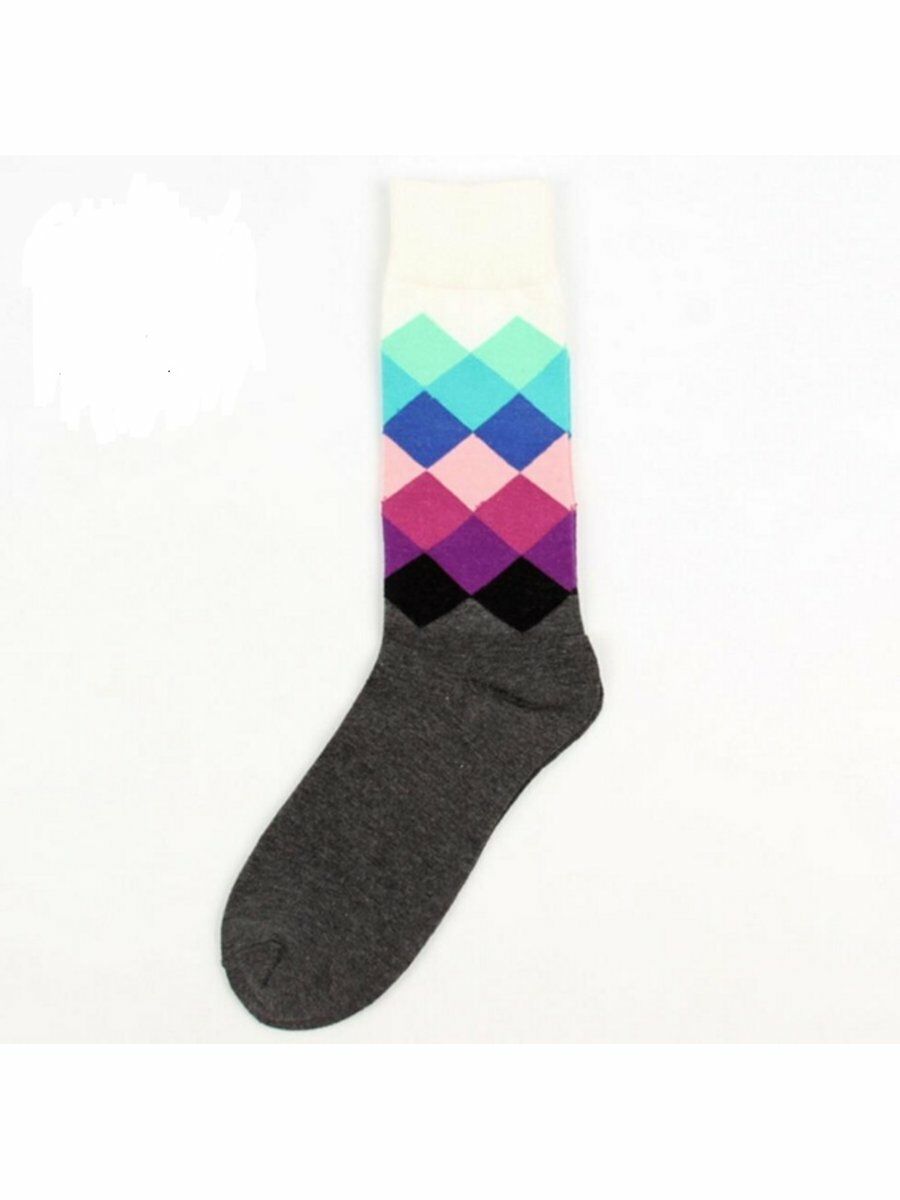 Turquoise Roze Sokken Met Multicolor Blokruit huismerk kopen in de aanbieding