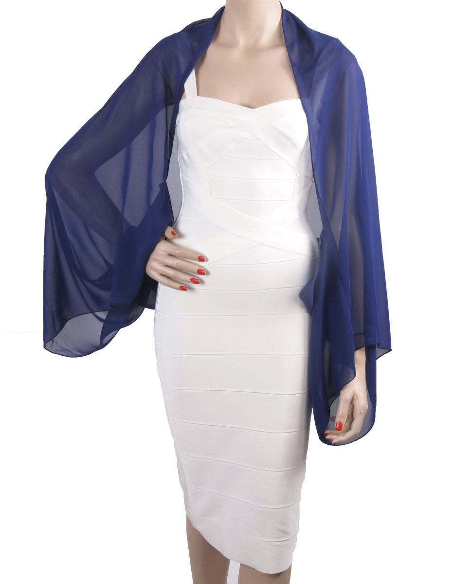 Bolero Stola Van Effen Kobaltblauwe Crepe Voile huismerk kopen in de aanbieding