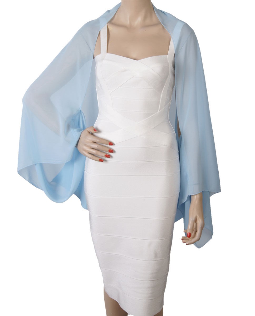 Lichtblauwe Bolero Stola Van Crepe Voile huismerk kopen in de aanbieding