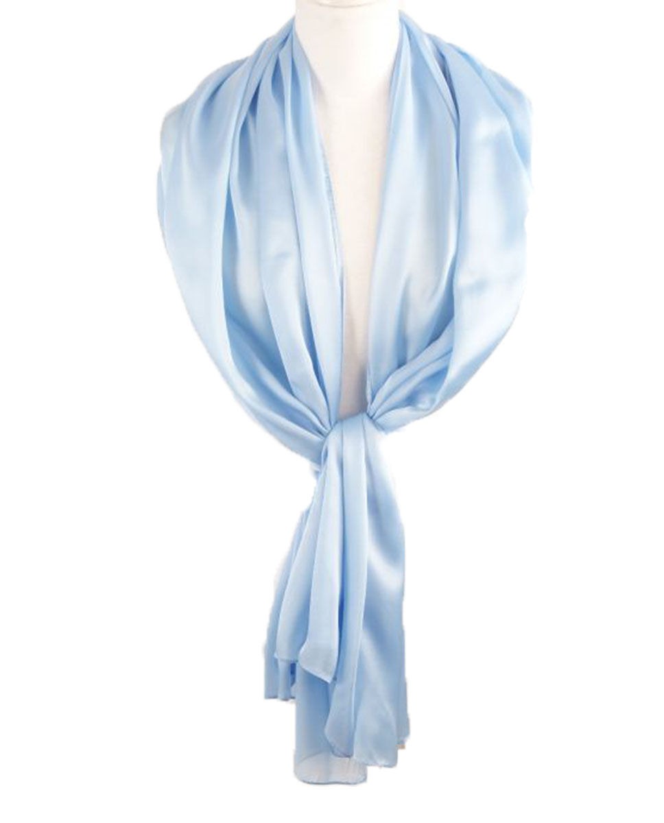 Lichtblauwe Effen Zijden Sjaalstola huismerk kopen in de aanbieding