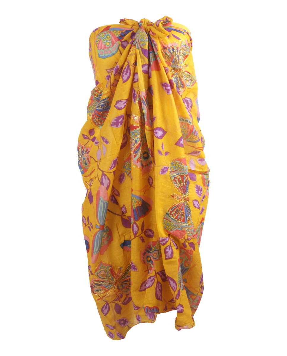 Gele Sarong Met Vlinderprint huismerk kopen in de aanbieding