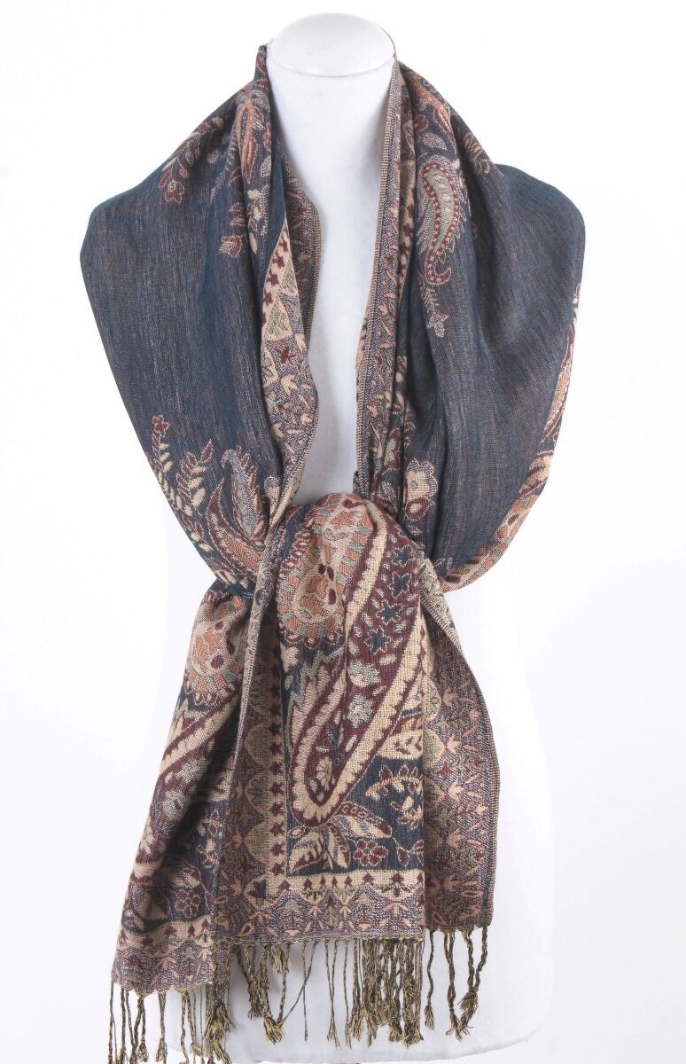 Petrol Pashmina Sjaal Met Geweven Paisley Patroon huismerk kopen in de aanbieding