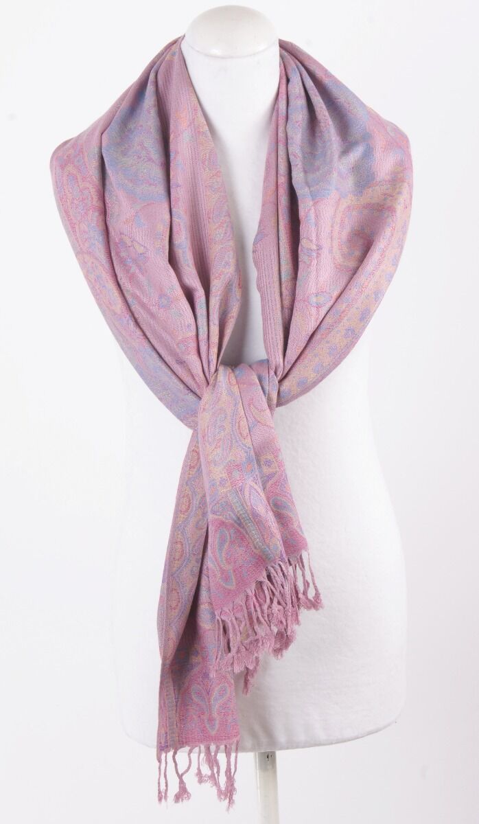 Poederroze Geweven Pashmina Sjaal Met Paisley Patroon huismerk kopen in de aanbieding