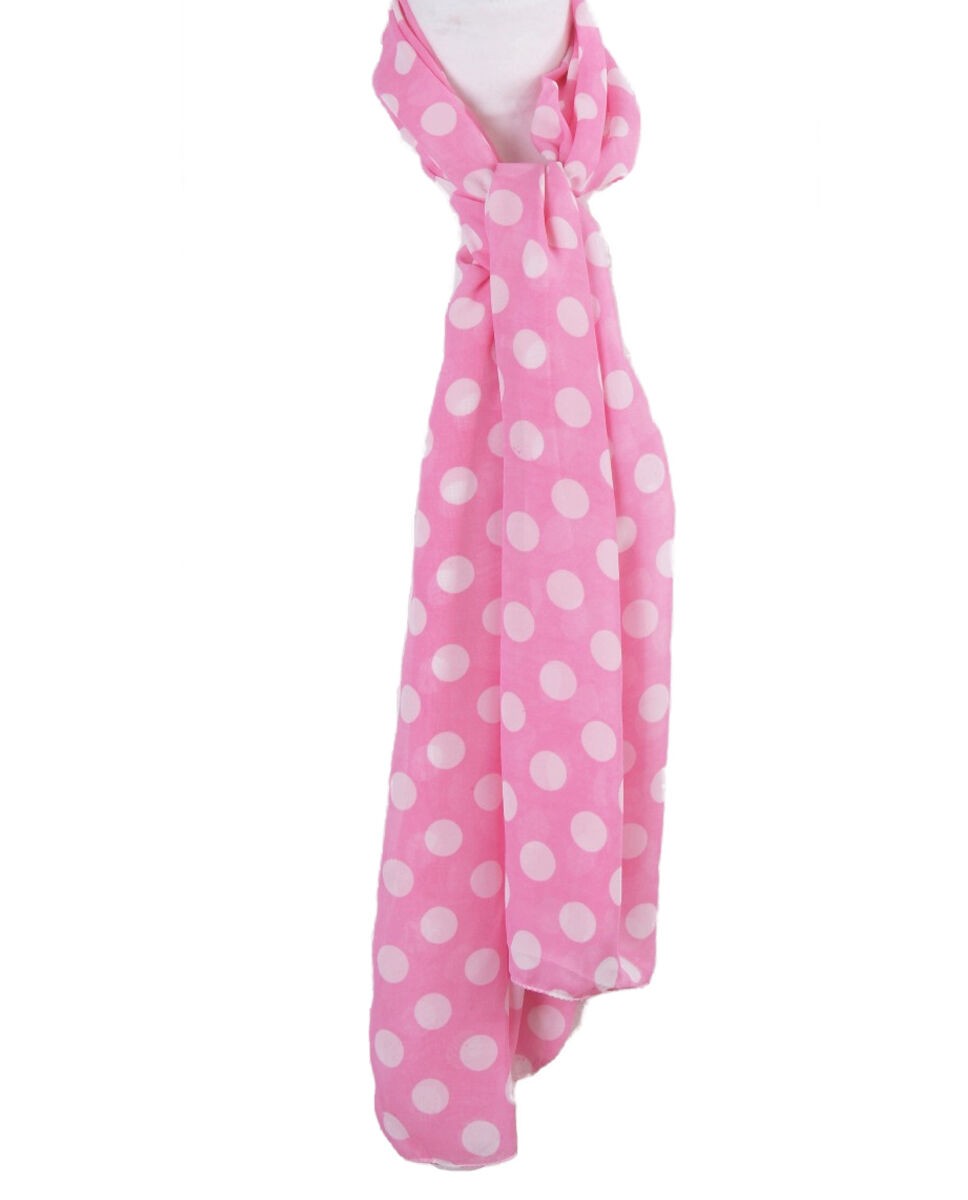 Roze voile sjaal met witte stippenprint